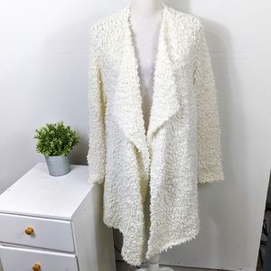 1 State White Draped Front Poodle Cardigan Sweater